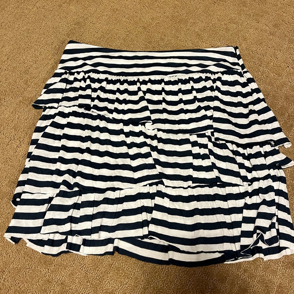 Banana Republic Navy and White Striped Tiered Flowy Skirt